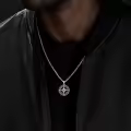 TOUPOP 925 Sterling Silver Celtic Knot Compass Necklace For Men-0-3