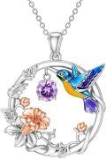 wholesale 925 Sterling Silver Synthetic Birthstone Hummingbird Necklace for Women-0-42