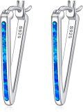 wholesale 925 Sterling Silver Blue Fire Opal Huggie Hoop Earrings for Women -0-0