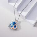 wholesale 925 Sterling Silver Blue Crystal Heart Dog & Rose Pendant Necklace for Women Girls  48cm Chain Length-0-4