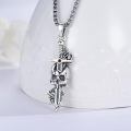 wholesale 925 Sterling Silver Gothic Sword with Rose Skull & Snake CZ Pendant Necklace-0-1