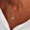 wholesale 14K Gold Emerald Necklace for Women 16+1+1 Inch May Birthstone Gift-0-6