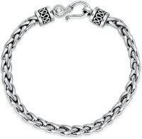 wholesale 925 Sterling Silver Braided Mens Boys Bracelet - 8 Long 6-3/4 mm Width-D 8 Inch