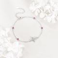 wholesale 925 Sterling Silver Platinum Plated Rose Quartz Sideways Cross Bracelet For Women-0-2
