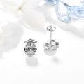 wholesale 925 Sterling Silver Owl Graduation Cap Stud Earrings Gift for Her-0-1