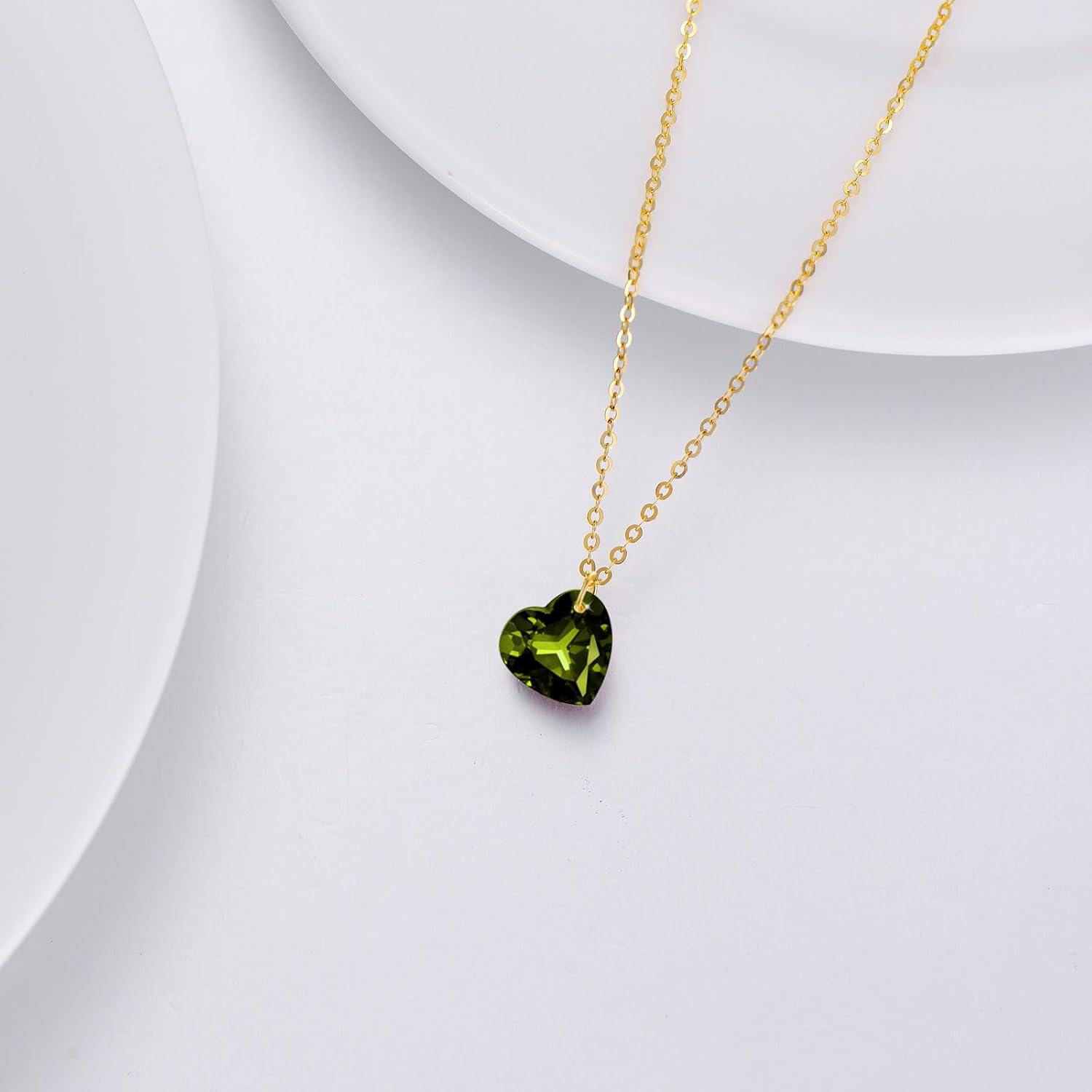 14K Yellow Gold Natural Garnet Heart Pendant Necklace 6mm 8mm-0-2
