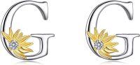wholesale Sterling Silver Sunflower Initial Alphabet Letter Script Name Stud Earrings for Women-Initial G