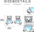 wholesale 925 Sterling Silver Teddy Bear Heart Stud Earrings for Girls Women Kids -0-4