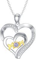 wholesale 925 Sterling Silver Synthetic Birthstone Heart Mom Necklace Women s Gift-0-0
