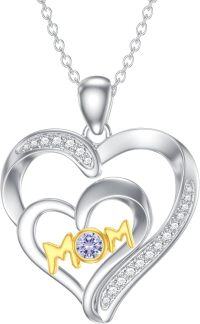 wholesale 925 Sterling Silver Synthetic Birthstone Heart Mom Necklace Women s Gift-June