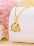 wholesale 14K Gold Blue Opal Triquetra Pendant Necklace for Women - 18 Inches Chain-0-4