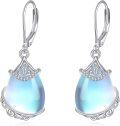 wholesale 925 Sterling Silver Blue Moonstone Celtic Knot Drop Earrings for Women-0-0
