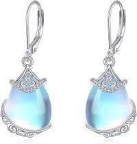 wholesale 925 Sterling Silver Blue Moonstone Celtic Knot Drop Earrings for Women-C-Moonstone Earrings