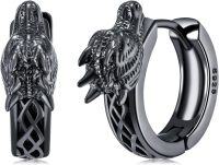 wholesale 925 Sterling Silver Viking Wolf Head Huggie Earrings for Men Norse Runes Gothic Jewellery Gift-Dragon