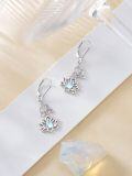 wholesale 925 Sterling Silver Lotus Flower Moonstone Drop Earrings with Triquetra Design-0-1
