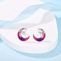 wholesale 925 Sterling Silver Crescent Moon Star Stud Earrings Purple Galaxy Design-0-3