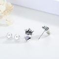 wholesale 925 Sterling Silver Crystal Crown Heart Stud Earrings - Gifts for Daughters & Granddaughters-0-1