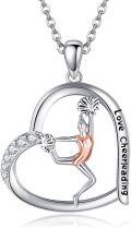 wholesale 925 Sterling Silver Heart-Shaped Dance Pendant Necklace with Rhinestones and Engraved Love Cheerleading - 3D Dancing Girl Design-0-0