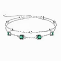 wholesale 925 Sterling Silver Birthstone Anklet Bracelets for Women Gifts-05-Emerald Bracelet 7\"-9\"