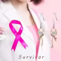 wholesale 925 Sterling Silver Heart-Shaped Survivor Ribbon Drop Earrings Wholesale - Breast Cancer Awareness  for Women-0-3