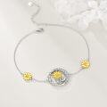 wholesale 925 Sterling Silver Daisy Flower Moon Adjustable Charm Bracelet Gift for Women Girls-0-2