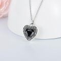 wholesale 925 Sterling Silver Heart Cremation Urn Necklace Oxidized Floral Amethyst Memorial Pendant-0-9