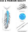 wholesale 925 Sterling Silver Blue Fire Opal Feather Pendant Necklace for Women - Native American Style s-0-5