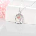 wholesale 925 Sterling Silver Pink Rose Flower Mother of Pearl Pendant Necklace-0-2