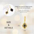 wholesale 925 Sterling Silver and Black Onyx Filigree Drop Earrings - Bohemian Style  for Women-0-1