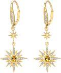 wholesale 925 Sterling Silver Gold-Plated Moonstone & Opal Starburst Leverback Drop Earrings-0-119