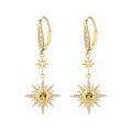 wholesale 925 Sterling Silver Gold-Plated Moonstone & Opal Starburst Leverback Drop Earrings-0-119