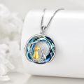 wholesale 925 Sterling Silver Blue Topaz Dog & Cat Lover's Pendant Necklace-0-4