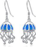 wholesale 925 Sterling Silver Blue Fire Opal Jellyfish Dangle Drop Earrings for Women Girls Beach Summer Gift-0-0
