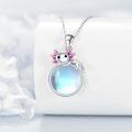 wholesale 925 Sterling Silver Moonstone Axolotl Pendant Necklace with Pink and Purple Accents-0-2