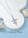 wholesale 925 Sterling Silver Dragonfly Cross Pendant Necklaces for Women Girls Gifts Jewelry 45cm Chain Length-0-3
