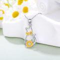 wholesale 925 Sterling Silver Sunflower Bowknot Cat Pendant Necklace for Women-0-3