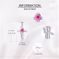 wholesale 925 Sterling Silver Pink Carnation Floral Cross Pendant Necklaces for Women Birthstone s-0-3