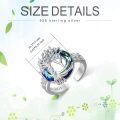 wholesale Tree Of Life Open Ring 925 Sterling Silver With Blue Circle Crystal Initial W Adjustable Ring Birthday Jewelry For Women -0-2