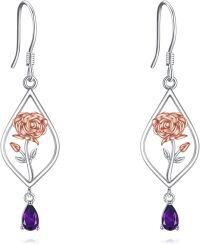 wholesale 925 Sterling Silver Daisy Rose Flower Drop Dangle Earrings Birthflower Jewelry Gift for Women Girls-06-June-Rose Flower