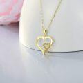 wholesale 14K Gold 2-Tone Double Heart CZ Pendant Necklaces for Women - Romantic-0-2