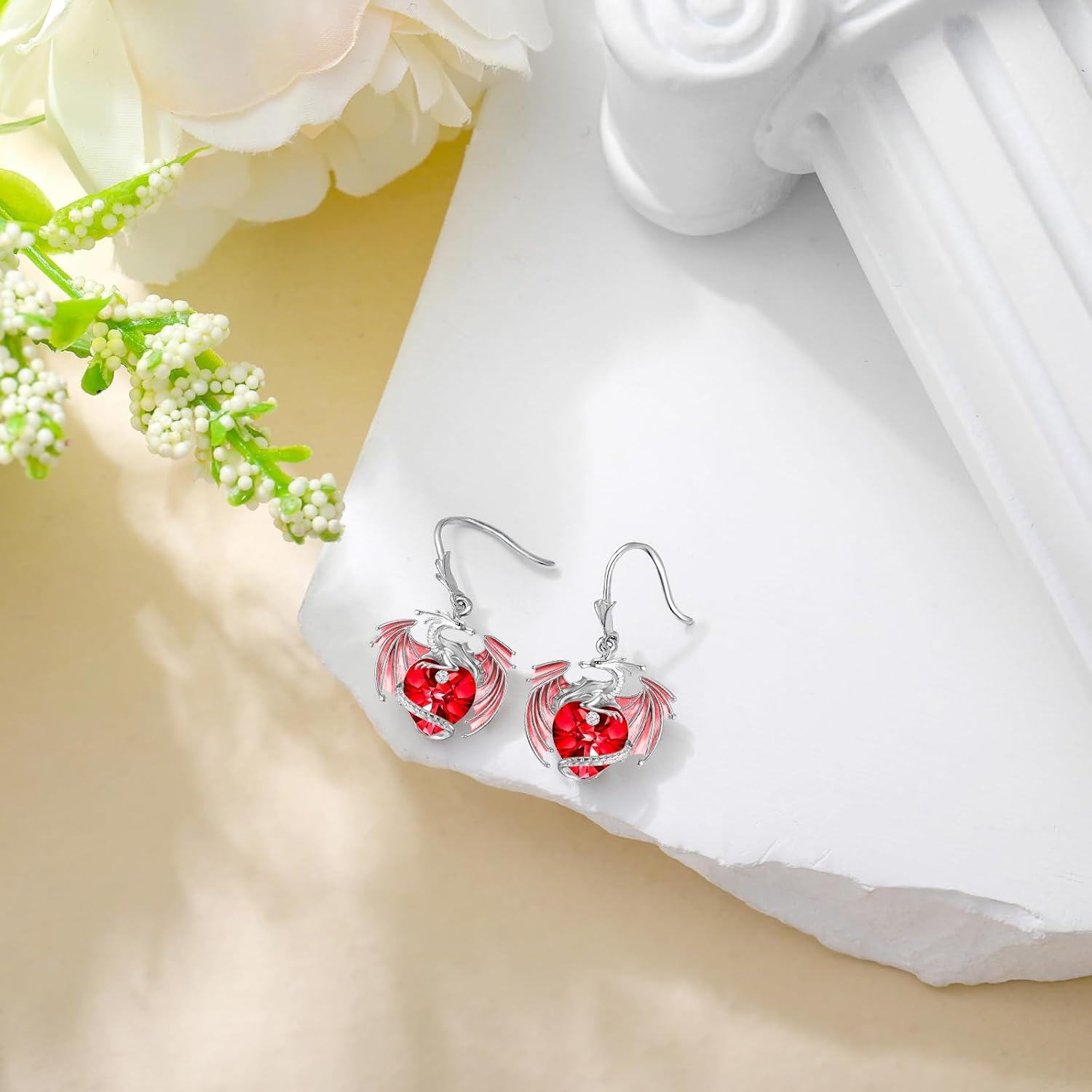 wholesale 925 Sterling Silver & Austrian Crystal Dragon Heart Earrings, 1.0 Lead/Nickel-Free, Gift Box-0-3