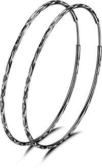 wholesale Sterling Silver Circle Endless Hoop Earrings for Women 20 70mm-N-40MM Black Hoop Earrings