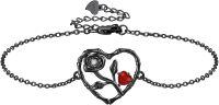wholesale 925 Sterling Silver Red Heart & Black Rose Charm Bracelet Gift for Her-Rose
