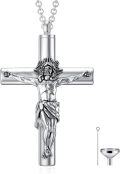 wholesale 925 Sterling Silver Crucifix Urn Necklace for Ashes Women Men Keepsake Jewelry to Honor Loved Ones-0-0