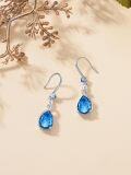 wholesale Sterling Silver Topaz December Birthstone Teardrop Dangle Earrings 22x8mm-0-3