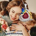 wholesale 925 Sterling Silver Mom Butterfly Heart Pendant Necklace With Red Zircon Two Tone Plating-0-2
