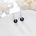 wholesale 925 Sterling Silver Black Pearl Dangle Earring Drops for Women Gift Set-0-3