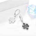 wholesale 925 Sterling Silver Celtic Knot Drop Earrings Black Enamel Hypoallergenic  for Women Girls 2 Long-0-5