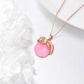 wholesale Rose Gold 925 Sterling Silver Pink Jade Sloth Pendant Necklace for Women Girls Mother's Day Gifts-0-4