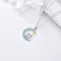 TOUPOP Sterling Silver Crystal 2 Sisters Moon Star Necklace-0-3